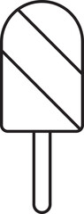 Black Line Art Style Ice Pop Icon Or Symbol.