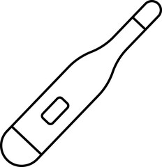Digital Thermometer Icon In Line Art.
