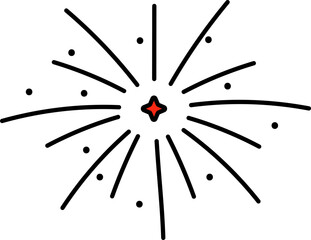 Bursting Fireworks Stars Flat Icon In Black And Red Color.