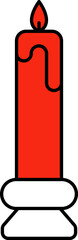 Illustration Of Burning Candle Red And White Icon.