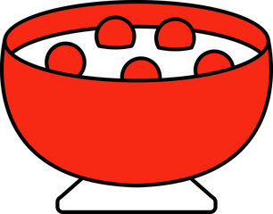 Tangyuan Bowl Flat Icon In Red And White Color.