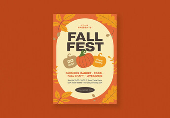 Orange & Beige Modern Festive Fall Festival Flyer
