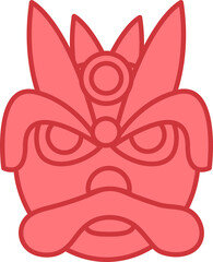 Isolated Dragon Face Icon In Red Color.