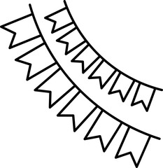 Pennant Flag Garland Decoration Icon In Linear Style.