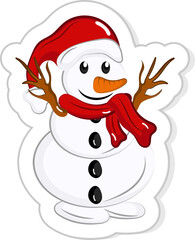 Sticker Style Colorful Snowman Icon.