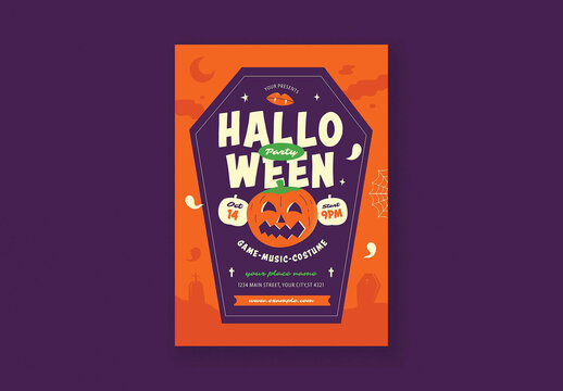 Retro Halloween Party Flyer