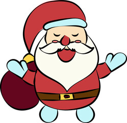 Hand Drawn Santa Claus Cartoon Character Icon In Flat Style.