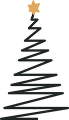 Zig Zag Christmas Tree Element In Black And Yellow Color.