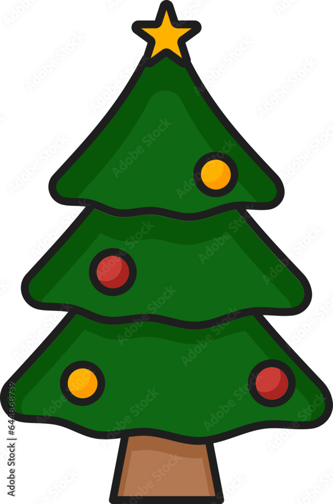 Poster Isolated Decorative Christmas Or Xmas Tree Icon In Flat Style.