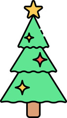 Illustration Of Decorative Christmas Tree Icon In Flat Style.