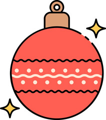 Isolated Bauble Icon In Red And Yellow Color.