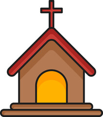 Isolated Church Building Icon Or Symbol In Flat Style.