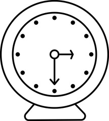 Black Outline Alarm Clock Icon.