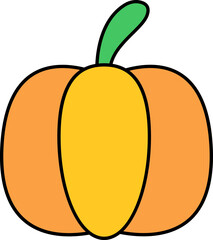 Isolated Pumpkin Icon In Yellow Color.