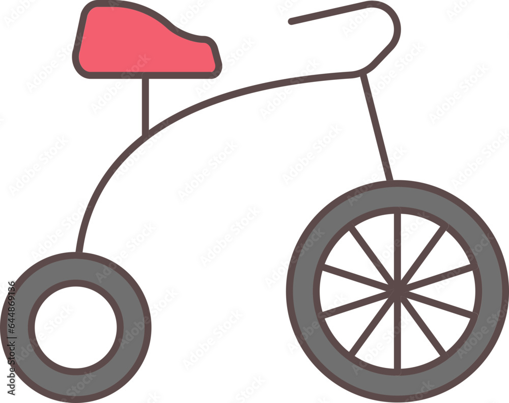 Sticker Circus Bicycle Icon In Red And Gray Color.