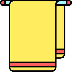 Towel Hang Icon In Yellow And Red Color.