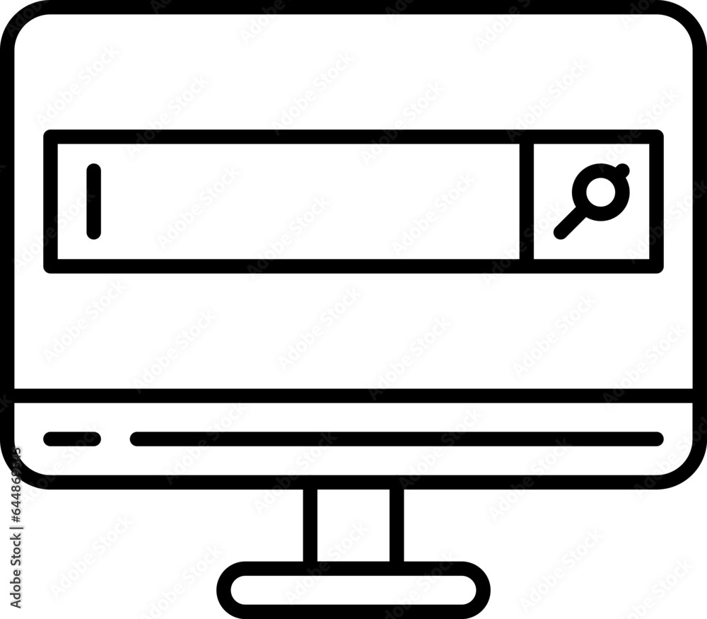 Sticker Search Box In Monitor Screen Line Art Icon.