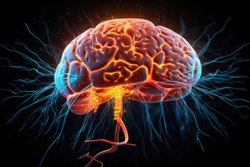 Obraz premium Neuroscience Art: Detailed 3D Brain Illustration