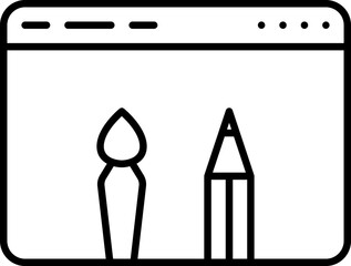 Website Editing Or Drawing Icon In Black Line Art.