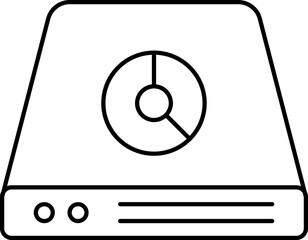 Flat Style Cd Drive Icon In Black Outline.