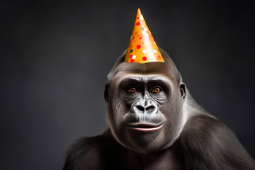 Cute Gorilla Dressed for a Birthday Bash