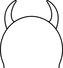 Devil Horns Headband Icon In Black Line Art.