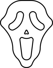 Scream Mask Icon In Black Outline.