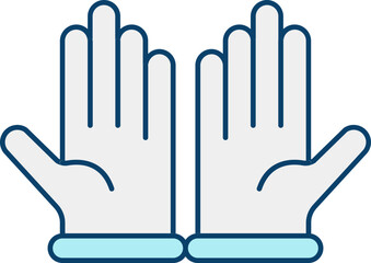 Gloves Hand In Blue And White Color.