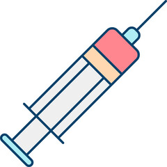 Colorful Syringe Icon In Flat Style.