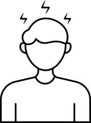 Black Stroke Illustration Of Headache Man Icon.