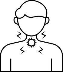 Black Thin Line Art Sore In Throat Icon Or Symbol.