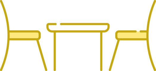 Couple Table With Chair Yellow And White Icon.