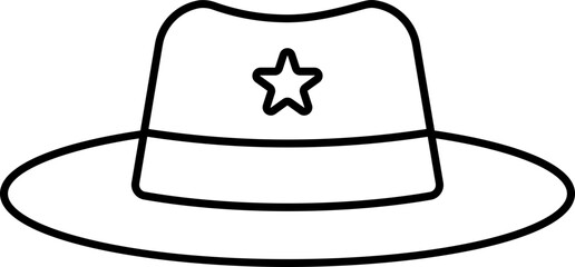 Isolated Round Hat Black Stroke Icon.