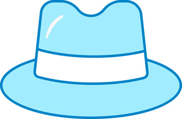 Isolated Blue And White Umpire Hat Icon In Flat Style.