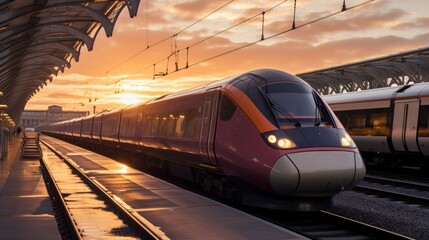 Fototapeta premium Paddington prepare station with a prepare almost to take off whereas the another prepare holds up to come in