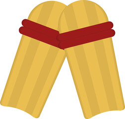 Flat Style Cricket Knee Pad Icon In Yellow And Red Color.