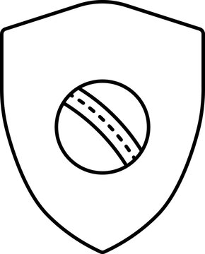 Black Outline Ball With Shield Icon Or Symbol.