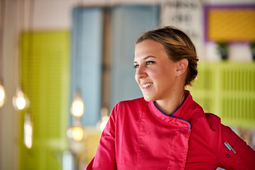 Female chef in modern apartment