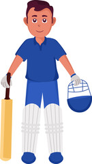 Portrait Of Batsman Standing On White Background.