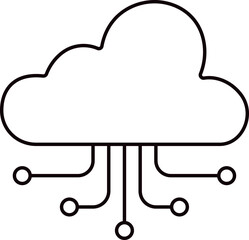 Line Art Illustration Of Cloud Computing Icon.