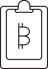 Linear Style Bitcoin With Clipboard Icon.