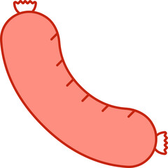 Light Red Sausage Icon In Flat Style.