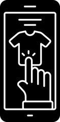 Hand Click T-Shirt For Online Shopping Black And White Icon.