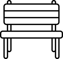 Isolated Bench Icon In Black Linear Art.