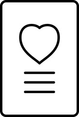Illustration Of Love Letter Icon In Black Outline.