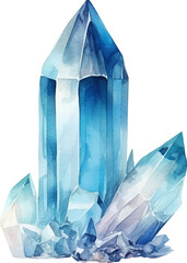 Watercolor crystal gem drawing isolated on white background