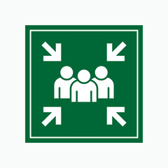 Assembly Point Sign. Appointment Place, Gathering Icon  - Vector.     