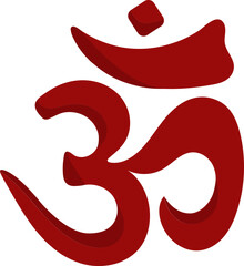 Illustration Of Hindi Font Ohm Icon In Red Color.