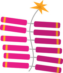 Burning Firecracker Strip Icon In Pink And Yellow Color.