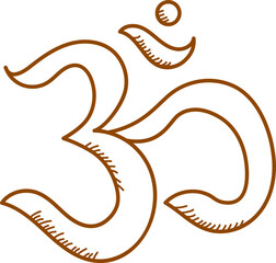 Illustration Of Brown Colour Om Hindi Letter Icon Or Symbol.